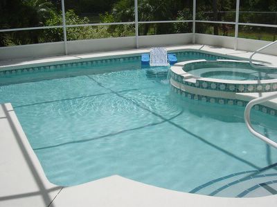 Close-up view of 'L' shaped 24ft x 24ft Pool & spa